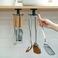 thumbnail image 2 of Shoreew Kitchen Utensil Hanger Under Cabinet Spoon Storage Hook 360 Degree Rotating Self-adhesive No Drilling Anti-slip Brush Spatula Ladle Food Clip Hanging Rack, 2 of 7