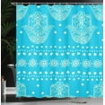 thumbnail image 4 of Ambesonne Hamsa Shower Curtain, Eastern Cultural Floral, 69"Wx75"L, Blue, 4 of 5