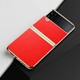 thumbnail image 6 of ELEHOLD for Samsung Galaxy Z Flip 4 Plating Leather Case,Lychee Pattern Leather Premium Leather Shockproof Electroplated Protective Case for Samsung Galaxy Z Flip4 2022,Red, 6 of 9