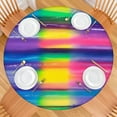 thumbnail image 2 of Colorful Striped Tie Dye Pattern Round Fitted Tablecloth with Elastic Edge,Dining Table Cover Waterproof,Outdoor Round Tablecloth for Camping,Dining,Indoor and Outdoor, 2 of 7