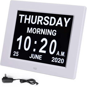 Yescom 8 Large Digital Lcd Day Clock 8 Alarm Options Dimmable Calendar For Elderly Dementia Home Wall Table Black Walmart Com Walmart Com