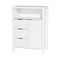 thumbnail image 2 of Ktaxon Fluted MDF Bathroom Floor Cabinet with Grille Single Door and Three Drawers, White, 2 of 11