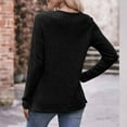 thumbnail image 6 of Womens Rib Knit Pullover Top Button Up Split Fall Winter Casual Long Sleeve Tunic Shirt Plain Sweatshirt Sweater (Large, Black), 6 of 6