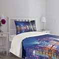 thumbnail image 3 of Ambesonne City Quilted Bedspread Set 2 Pcs, Hong Kong Island Modern, Twin Size, Royal Blue Orange White, 3 of 5