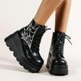 thumbnail image 4 of Jsaierl Womens High Platform Ankle Boots Lace up Fashion Combat Booties, 4 of 5