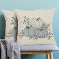 thumbnail image 2 of Fall Pillow Covers 18 x 18 Inch Set of 2 Watercolor White Blue Pumpkin Throw Pillows Decorative Outdoor Fall Thanksgiving Leaves Autumn Pillowcases Linen Cushion Cases for Home Bed Sofa Couch, 2 of 6