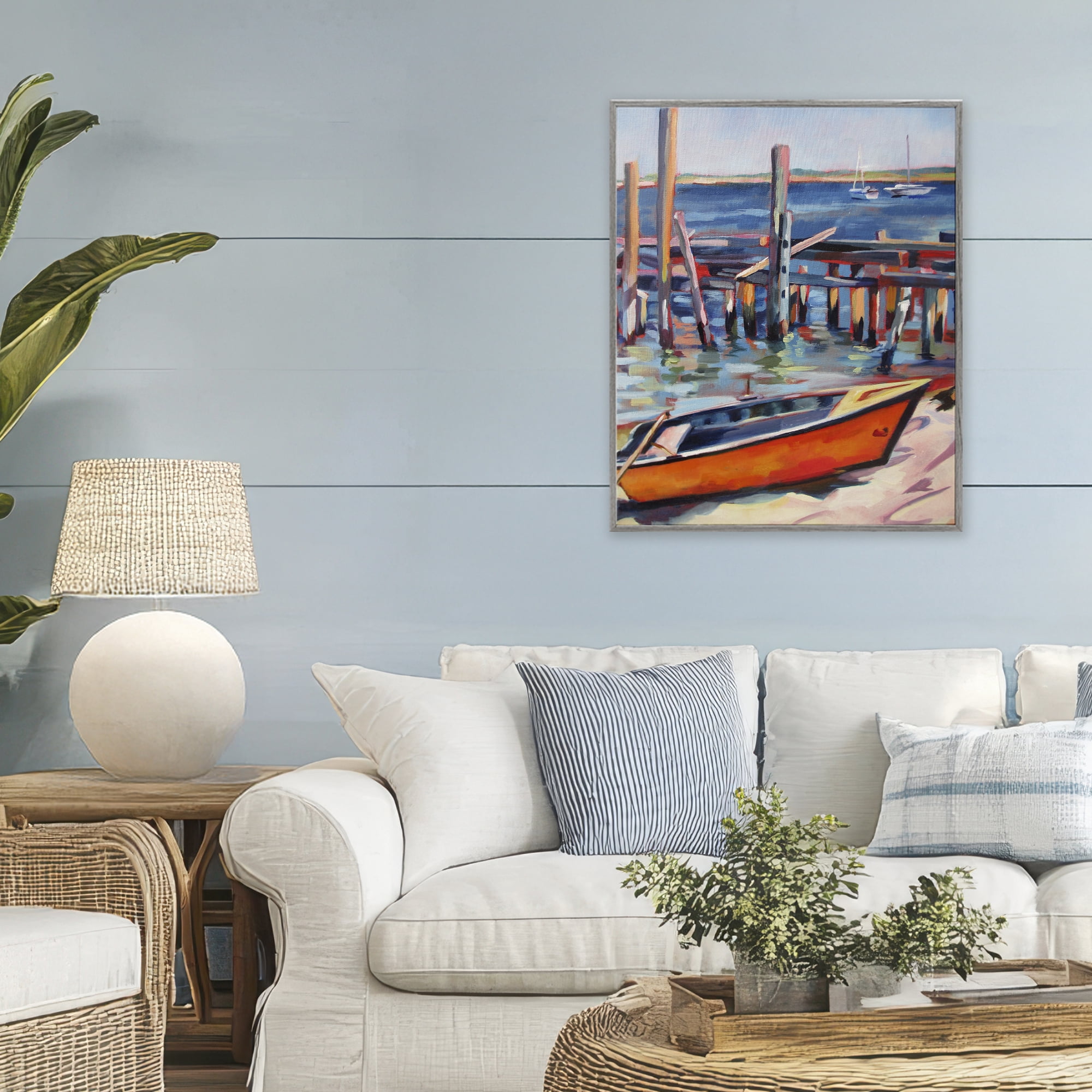 Stupell Industries Provincetown Harbor Boat Gray Framed Giclee Art, design by Maxine Shore