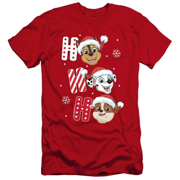 Paw Patrol Chase Marshall Rubble Christmas Santa Hats Unisex Adult Canvas Brand T Shirt, Red, Small