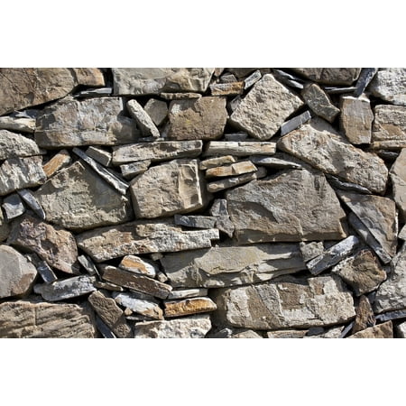 LAMINATED POSTER Without Mortar Layered Natural Stone Hard Wall Poster Print 24 x (Best Mortar For Stone Wall)