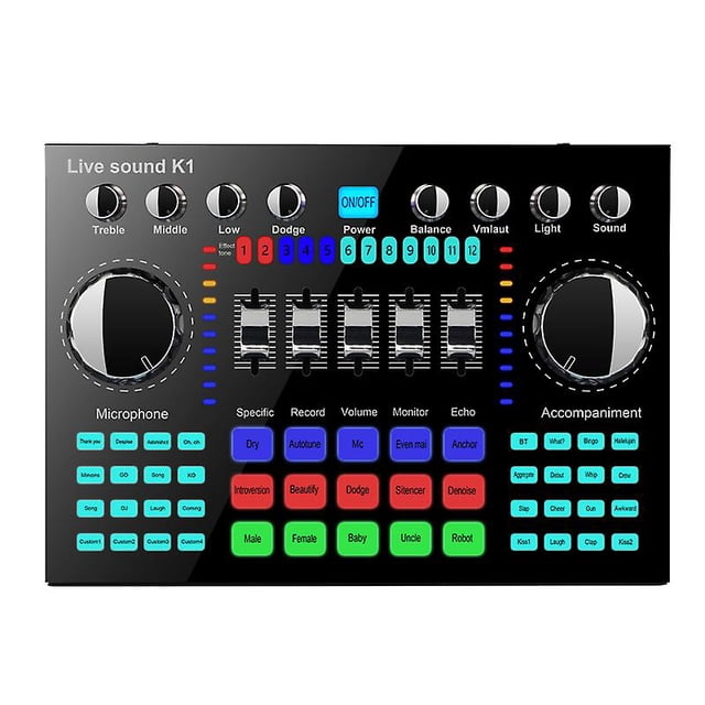 K1 ordenador teléfono cambiador de voz HIFI tarjeta de sonido en vivo tablero mezclador Streaming Audio Bluetooth 5,0 Universal