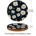 thumbnail image 3 of Daisy 6pcs Round Coasters Set, Microfiber Leather Drink Coasters, 11x11 cm/4.3x4.3 in Size for Decoration, 3 of 6