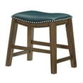 thumbnail image 4 of Miel 20 Inch Dining Stool- Green Faux Leather- Brown Solid Wood- Nailheads, 4 of 6