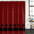 thumbnail image 2 of Red Black Plaid Bathroom Shower Curtains with 12 Hooks Polyester Waterproof Shower Curtain for Stalls and Bathtubs Country Vintage Star Abstract Gingham Decorative Bathroom Curtain 36x72 Inches, 2 of 9