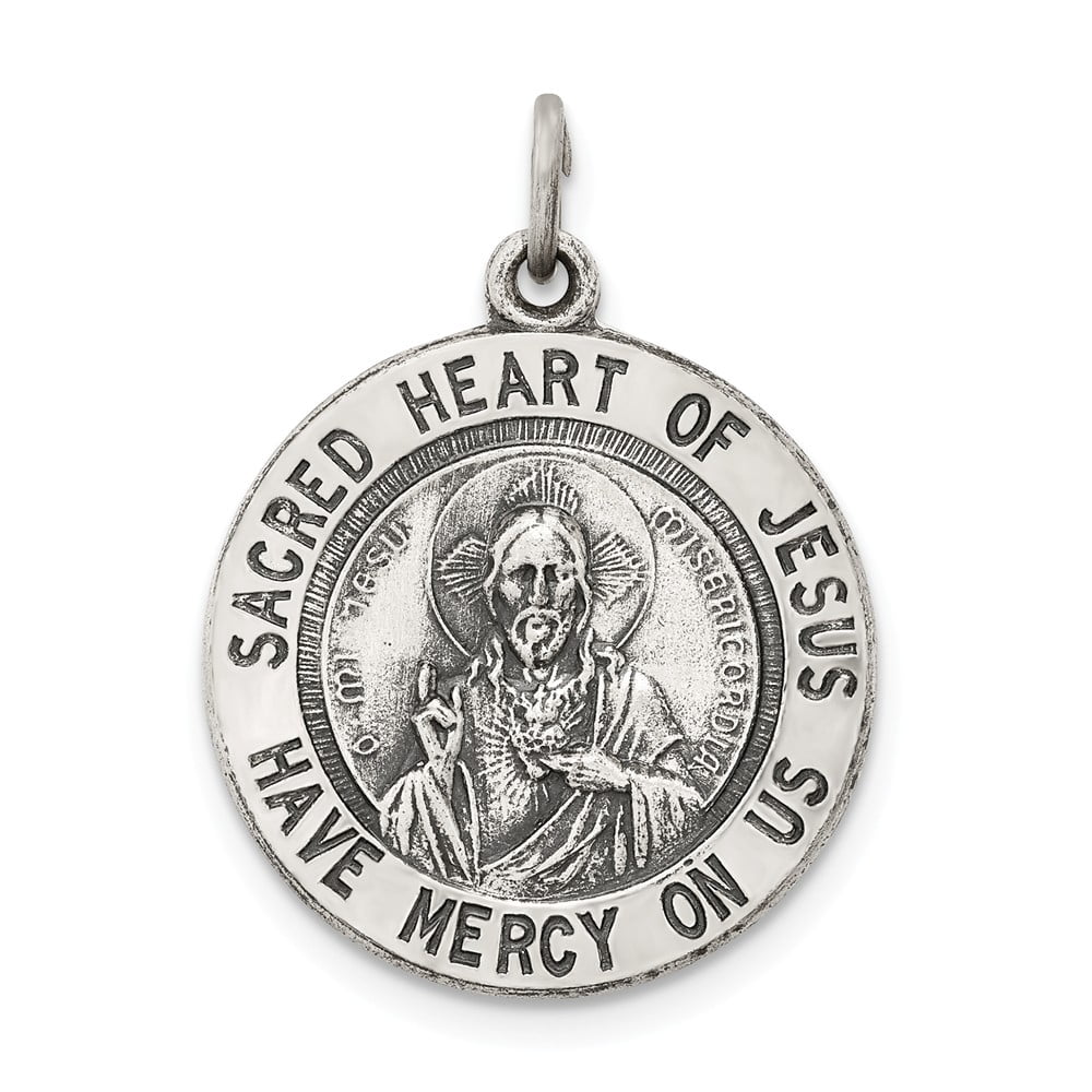 FB Jewels Sterling Silver Sacred Heart of Jesus Medal - Walmart.com