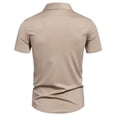 thumbnail image 4 of pstuiky Camisa de manga corta para hombre, Camisa informal de negocios de color liso con solapa y botones de manga corta para hombre camisas casuales para hombre l, 4 of 6