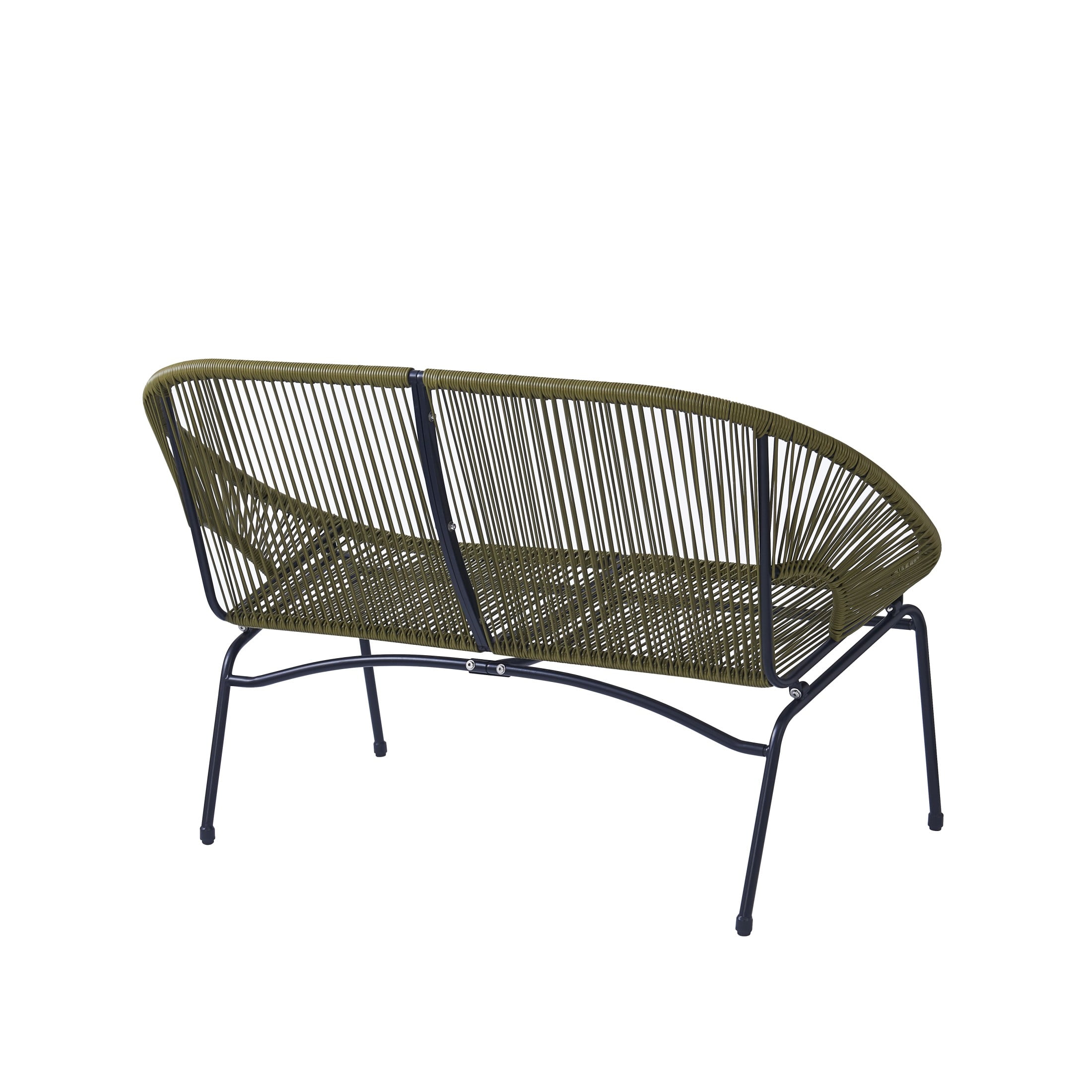 Aspen Modern Outdoor Patio Basket Loveseat, Hammock Weave Design, Metal Frame, Green