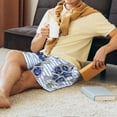 thumbnail image 6 of Bixox Men's Turtle with Blue Stones printed lightweight casual shorts, soft sleep shorts with pockets., 6 of 7