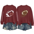 thumbnail image 4 of Football Sweatshirt for Mom Game Day Long Sleeve Crew Neck Baggy Plain Cozy Outfits Rugby Shirt Heart Graphic Loose Fit Football Season Shirts Tunic Tops Gift Fall Fashion Must Haves Brick Red, 4 of 7