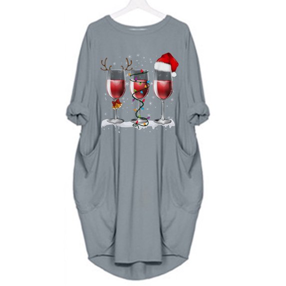 Lanhui Long Sleeve Dress For Women O-Neck Christmas Print Dress Casual Dress