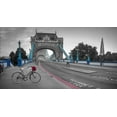 thumbnail image 2 of Frank, Assaf 24x15 White Modern Wood Framed Museum Art Print Titled - Bunch of roses on a bicycle near Tower Bridge, London, UK, 2 of 4