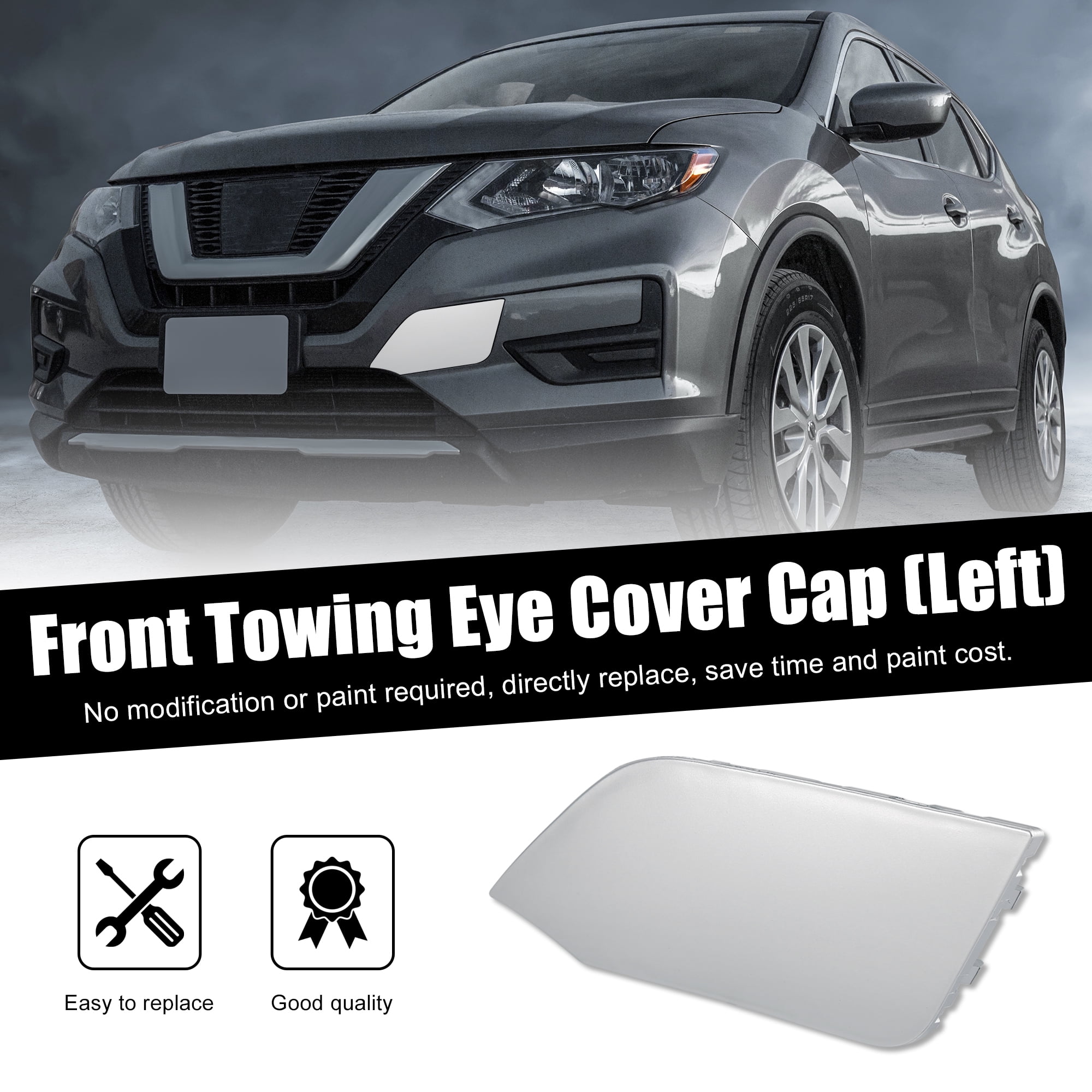 Unique Bargains Silver Front Bumper Tow Hook Eye Cover for Nissan Rogue 2017-2020