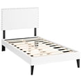 thumbnail image 1 of Modway Phoebe Lit Plateforme Double en Vinyle avec Pieds Carrés Fuselés, Blanc, 1 of 7
