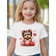thumbnail image 1 of Adorable Yorkshire Terrier in Pink Teacup Graphic Girls' T-Shirt - Comfy Cotton Blend, Casual Round Neck, Short Sleeve - Perfect for Summer, Playful Tee Design | Cute Animal Graphic | Nontransparent, 1 of 5