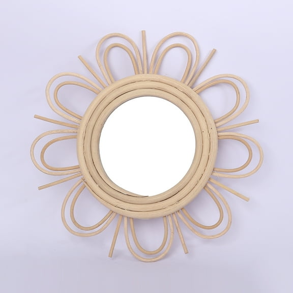 Woven Rattan Dressing Mirror Innovative Art Decoration Makeup Mirrors Bathroom Bedroom Wall Hanging Mirror