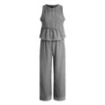 thumbnail image 4 of vigerkar Womens 2 Outfits Sets Gingham Plaid Sleeveless Ruffle Tank Tops Wide Leg Pants Summer Matching Lounge Sets (Black, XL), 4 of 9