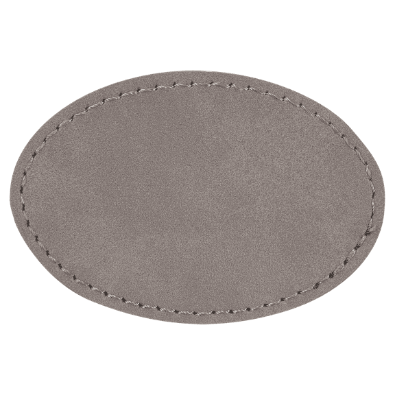 3"x 2" Oval GRAY/BLACK Blank Laserable Leatherette Patch with Adhesive-Pack of 6 GRAY/BLACK