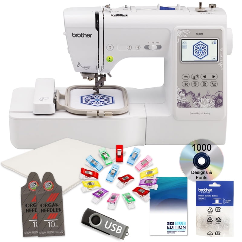 Brother SE600 Embroidery and Sewing Machine with 599 Bonus Bundle