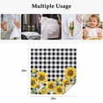 thumbnail image 4 of Sunflower Cloth Napkins, Black White Check Country Yellow Floral Washable and Reusable Dinner Napkins Set of 4, Table Napkin for Kitchen Party Birthday Wedding Hotel Housewarming 20"x20", 4 of 8