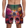 thumbnail image 2 of Goofa Vintage Patterned Skull Printed Men's Swim Trunks Board Shorts Quick Dry Mens Swimming Trunks with Compression Liner,Breathable Fit Hawaii Beach Shorts-Small, 2 of 9
