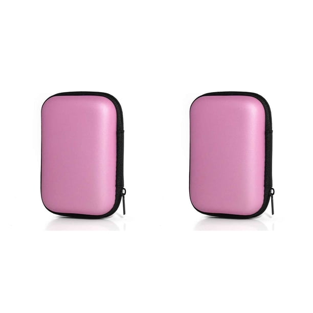 Bearachild Estuche de transporte para auriculares con cremallera Caja de almacenamiento para auriculares Cable de datos Bolsa de protección multiusos para Rosa 2piezas