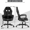 thumbnail image 6 of PC Gaming Chair Massage Function Computer Chair Ergonomic Office Chair with Lumbar Support Swivel Rolling Desk Chair Video Game PU Leather Racing Chair Executive High Back Task Chair, Black, 6 of 7