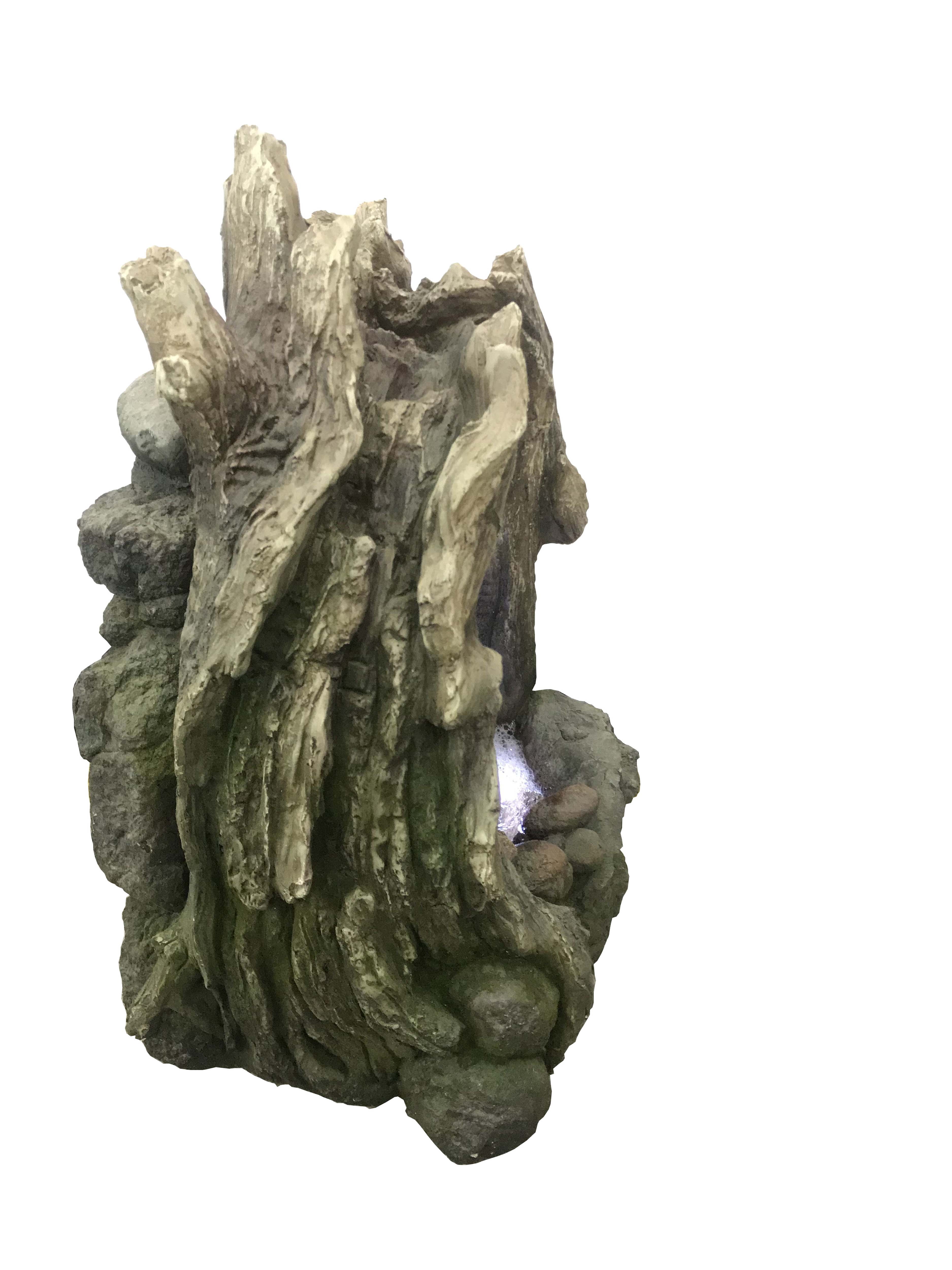 Hi-Line Gift 79553-E LED Lights Polyresin and Resin Treetrunk Waterfall Fountain, Brown
