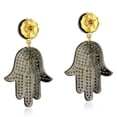thumbnail image 2 of Diamond Hamsa Dangle Earrings 14k Gold Sterling Silver Jewelry With Free Jewelry Box, 2 of 3