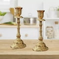 thumbnail image 4 of Creative 2 Pieces Metal Taper Holders Brass Pillar Candlestick Ornament for Table Tea Room Hotel Yoga Room, 4 of 6