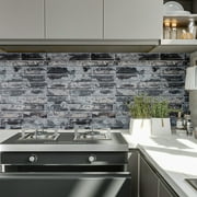 VEELIKE 15.7''x118'' Grey Brick Wallpaper Peel and Stick 3D Brick Stone Textured Wallpaper Self Adhesive Removable Contact Paper Waterproof Rustic Brick Mural for Bedroom Walls Backsplash