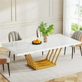 thumbnail image 2 of Tribesigns Dining Table, 63" Rectangular Wood Table with Faux Marble Top and Metal Frame, White & Gold, Seats 4-6, for Dinner Room Kitchen, 2 of 5