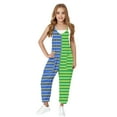 thumbnail image 7 of Kids Striped Jumpsuits Girls Spaghetti Strap Wide Leg Jumpsuit Overalls Jumpers with Pocket Summer Casual Outfits for Girl, Sky Blue, 11 Years, 7 of 7