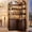 Brown, variant on 74 Inch Tall L-Shaped Corner Bookshelf, 6-Tier Arched Storage Cabinet with Adjustable Feet & Anti-Tipping Design for Living Room & Office