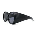 thumbnail image 3 of Oversized Round Goggle Style Thick Temple Plastic Dimensional Plastic Sunglasses All Black, 3 of 4