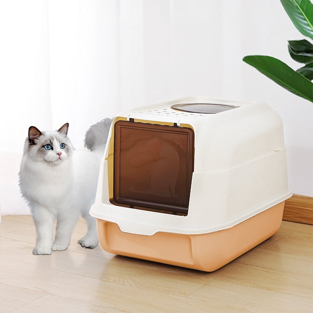 Fully Enclosed Cat Litter Box with Lid - Large Splash Proof Litter Tray for Cats, Includes Shovel for Easy Cleaning (字符数: 约146)