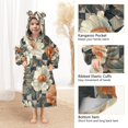thumbnail image 3 of FORMRS Wearable Blanket Hoodie with Sleeves for Kids Cozy Flannel Sweatshirt, Gray Floral Pattern, 3 of 7
