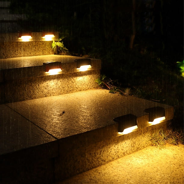 4Pack 10 LED marches solaires lumière extérieure lampe solaire capteur  intelligent étanche applique murale, décoration de jardin
