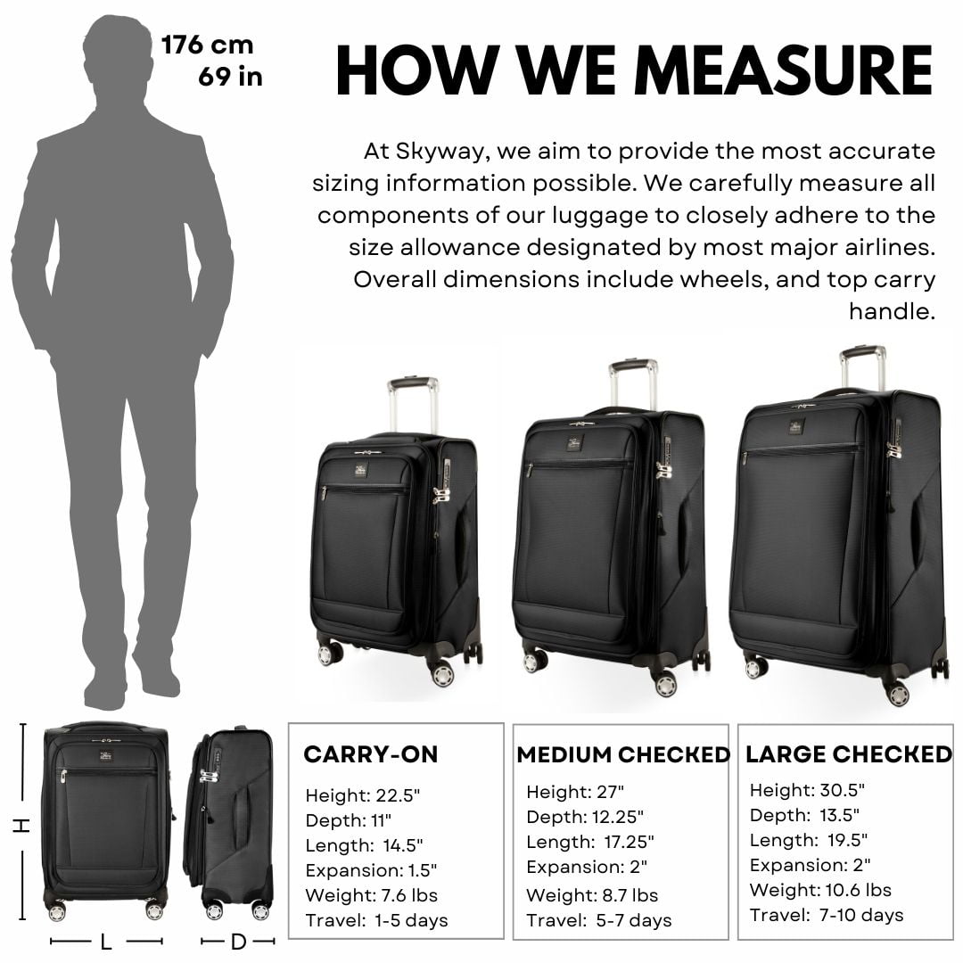 Skyway Luggage Ballard Softside 20" Expandable Carry on Luggage with Spinner Wheels, Adult, Black