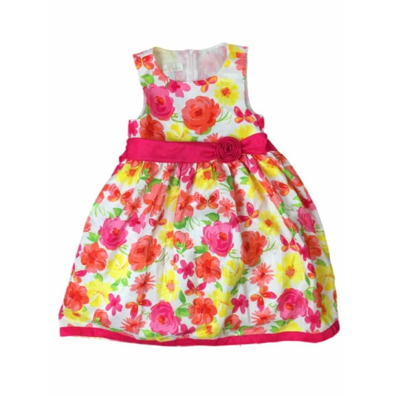 American Princess Girls Pink Orange Rose & Butterfly Party Dress Flower Girl 6X