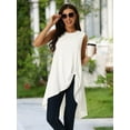 thumbnail image 4 of DARING DIVA Women's High Low Hem Crew Neck Sleeveless Tunic Top White L, 4 of 7