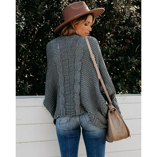 Tralilbee Cardigan Tricoté Surdimensionné à Manches Longues Ouvert pour Femmes